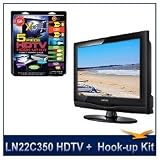 Samsung LN22C350 22" LCD HDTV, 720p (1366 x 768), Cold Cathode Fluorescent Lamp LCD, SRS TruSurround HD, High-performance Hook-Up & Maintenance Kit: 2 High Performance HDMI Cables, 1 Component Video Cable, 1 Optical Audio Cable, 1 TV Cleaning Kit