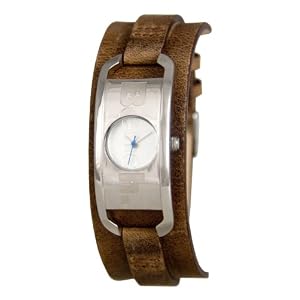 Bench Ladies Silver Dial Watch With Brown Leather Strap