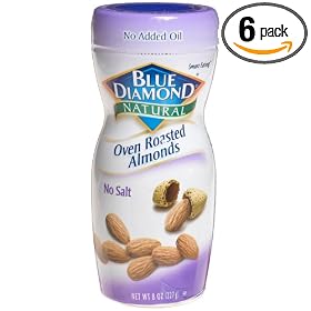 Blue Diamond Almonds Natural Oven Roasted No Salt, 8-Ounce Jars (Pack of 6)
