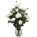 Exclusive By Nearly Natural White Rose Bush w/Vase Silk Flower Arrangement