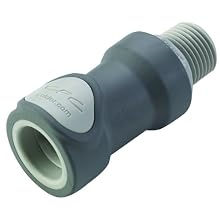Colder NS6D10008 Polypropylene Tube Fitting, Coupler, Shutoff, In-Line, 3/8" Flow Coupler x 1/2" NPT Male