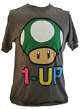 Super Mario Brothers (Bros.) (NES WII) Mens T-Shirt - Classic Distressed Giant Iup Mushroom on Gray
