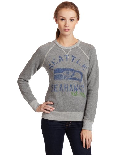 NFL Women's Seattle Seahawks Heather Vintage French Terry Raglan (Grey Heather, Medium)