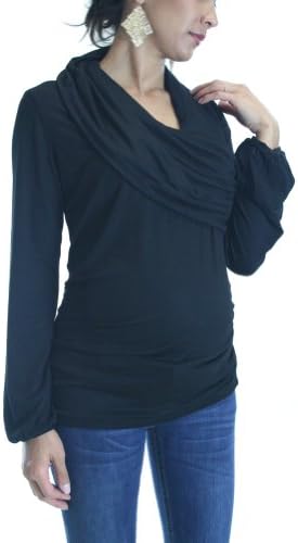 Sierra Lane Maternity : Draped Neck Top - Black (Medium)