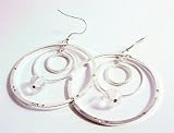 Image of Fashion earrings 956 large hoop design in silver coloured metal - for pierced ears