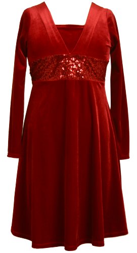 Bonnie Jean Girls PLUS Size RED SEQUIN WAISTLINE VELVET Special Occasion Holiday Party Dress