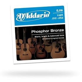 D'Addario EJ16 Phosphor Bronze Light Acoustic Guitar Strings, Single