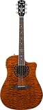 Fender T-BUCKET-300CE Dreadnought Acoustic-Electric Guitar, Quilted Top, Amber