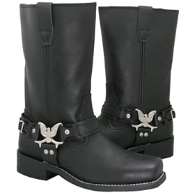 Classic Flying Eagle Motorcycle Harness Biker Boots - Size : 10