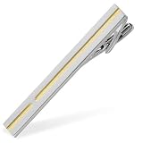 Men's Center Gold Stripe Tie Bar by Competition in Silver Metal