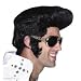ELVIS ROCKER WIG BLACK WITH SIDE BURNS & QUIFF