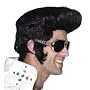 ELVIS ROCKER WIG BLACK WITH SIDE BURNS & QUIFF