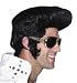 ELVIS ROCKER WIG BLACK WITH SIDE BURNS & QUIFF