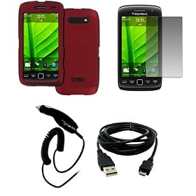 EMPIRE BlackBerry Torch 9850 9860 Red Rubberized Hard Case Cover + Screen Protector + Car Charger... by