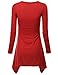 Doublju Womens Long Sleeve Crewneck Cotton Knit Asymmetrical Tunic Top