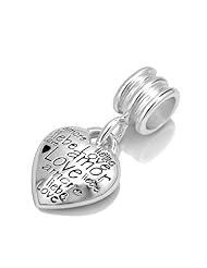 Chuvora Sterling Silver Heart Love in Different Languages Dangle Bead Charm Fits Pandora Bracelet