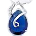Elegant Pear Cut Sterling Silver Simulated Blue Sapphire Pendant with 18" Necklace P6029
