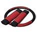 Oxgord 17pc Set Faux Leather / Red & Black Auto Seat Covers Set - Airbag Compatible - 50/50 or 60/40 Rear Split Bench - 5 Head Rests - Universal Fit for Car, Truck, or SUV - FREE Steering Wheel Cover