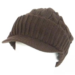 New Chunky Cable Knit Skull Newsboy Cabby Hat Cap Brown Medium Large
