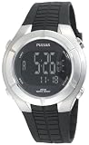 Pulsar Hommes PR2003 chronographe digital Silver-Tone Black Watch Bracelet en r&eacute;sine