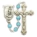 5mm Light Blue Beads and Our Lady of Lourdes w/ Holy Water Center Rosary Women's Rosaries Gift Boxed Catholic Prayer Beads Patron Saint St. Medal Relic
