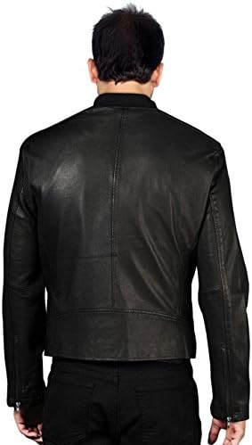 Leatherfads lush leather biker jacket with trendy chest pockets medium black