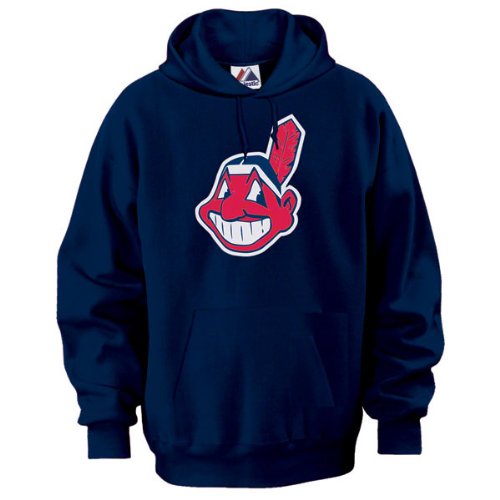 Cleveland Indians Navy Suedetek Patch Hooded Pullover Sweatshirt