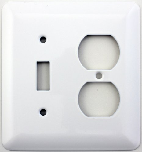 Mulberry Princess Style White Two Gang Combination Switch Plate - One Toggle Light Switch Opening One Duplex Outlet Opening