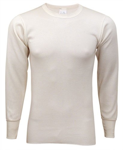 Indera - Mens Long Sleeve Raschel Knit Thermal Top, Natural, 880LS (Size X-Large)