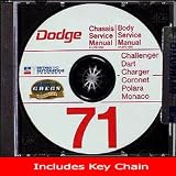 1971 Dodge Car Shop Service Repair Manual CD (with Key Chain) 71