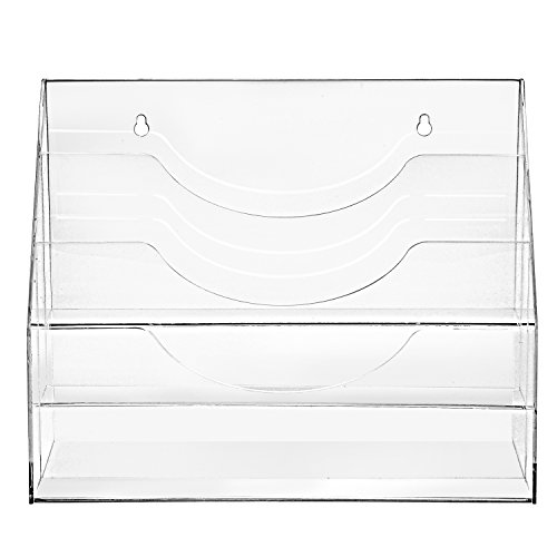 Clear Acrylic 3 Compartment Wall Mounted Document File Organizer Rack