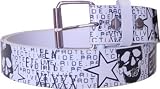 White SKULL Design Genuine Leather Punk Rock Belt