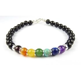 Men's Gemstone Necklaces: Smooth Stone Black Onyx Chakra Bracelet: Semi Precious Gemstone Chakra Balancing Healing Metaphysical Spiritual Jewelry