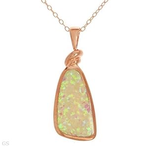 Necklace With Created Opal Crafted in 14K/925 Gold plated Silver. Total item weight 5.2g Length 18in