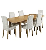 Detroit Extending Dining Table & 6 Alton Damask Chairs Set