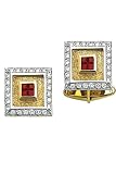 14k Gold and Ruby Square Diamond Cufflinks