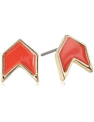 Epoxy Chevron Gold Tone Button Earrings
