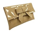 Bow - British-made soft clutch bag available in wide choice of colours with front bow detail and detachable shoulder strap