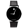 Movado Men's Sapphire Black Genuine Leather Strap Watch #0605783