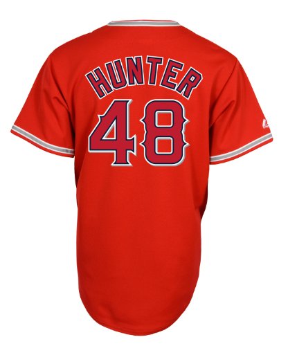 MLB Men's Los Angeles Angels Of Anaheim Torii Hunter Scarlet Alternate Short Sleeve 6 Button Synthetic Replica Baseball Jersey Spring 2012  (Scarlet, X-Large)