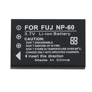 NP-60 Battery also compatible with CASIO NP-30, FUJIFILM NP-60, KODAK KLIC-5000, OLYMPUS LI-20B, PANASONIC CGA-S301, PANASONIC VQ-VBA12, PANASONIC VW-VBA10, PENTAX D-LI2, RICOH DB-40, SAMSUNG SLB-1037, TOSHIBA PDR-BT3