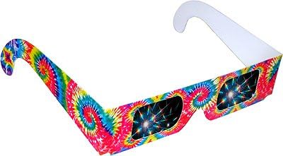3D Fireworks Glasses - 4 Pairs of Tye Dye Prism Diffraction Fireworks Glasses For Laser Shows, Raves, Dances, Laser Shows and Fireworks