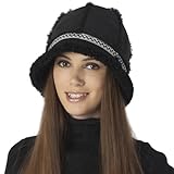 IMAGE OF Luxury Lane Women's Genuine Shearling Hat - Black