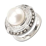 14K White Gold 0.14 cttw Diamond and China Pearl Topaz Ring