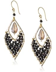 Panacea Black Crystal Topaz Faceted Drop Gold Earrings