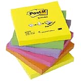 Post-it Z-Notes - Neon Rainbow Yellow, Green, Purple, Pink, Orange - 6 Pads Per Pack - 100 Sheets Per Pad - 76 mm x 76 mm