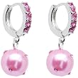 Pink Faux Tiffany Pearl Hoop Earrings
