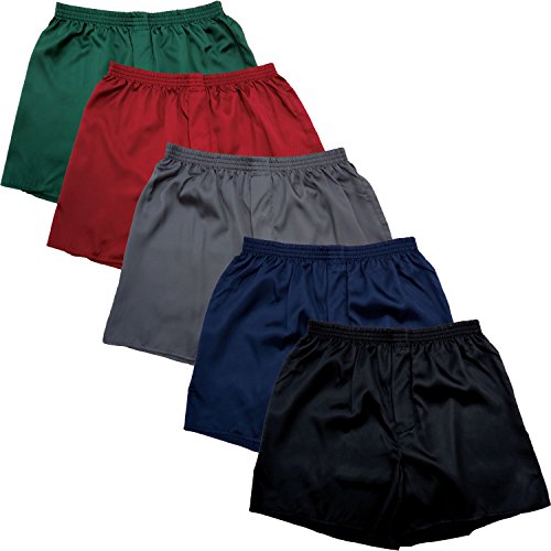Del Rossa Men's Satin Pack of Five (5) Boxer Shorts, Variety Sets of Underwear