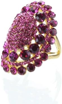 Womens Rings, Gold with Pink Stones Rhinestone, Oval Face, Large Face, Size 7