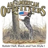 Bella Ladies / Juniors / Girly Fleece Raglan Hoodie : All American Outfitters - Raising Hell, Black and Tan Style - Black and Tan Coonhound